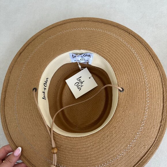 NWT Lack of Color The Jacinto Paper Straw Boater Hat Natural Tan Wide Brim - Picture 5 of 13